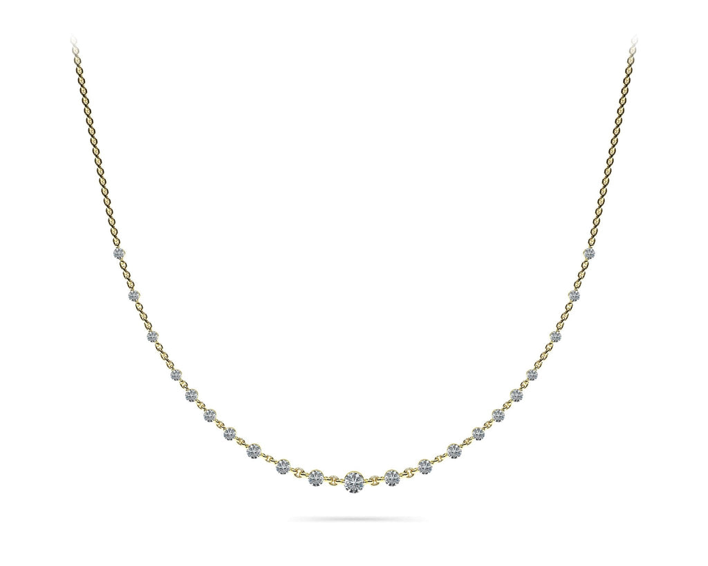 Graduated Diamond And Chain Link Diamond Necklace with 4.05 ct.(finished) 3.5mm, 4mm, 4.5mm - Luxury Time NYC