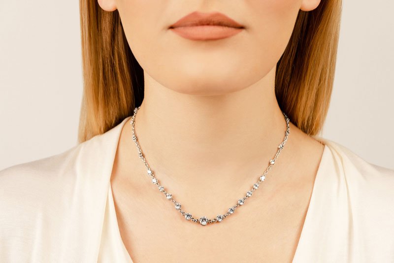 Graduated Diamond And Chain Link Diamond Necklace with 4.05 ct.(finished) 3.5mm, 4mm, 4.5mm - Luxury Time NYC