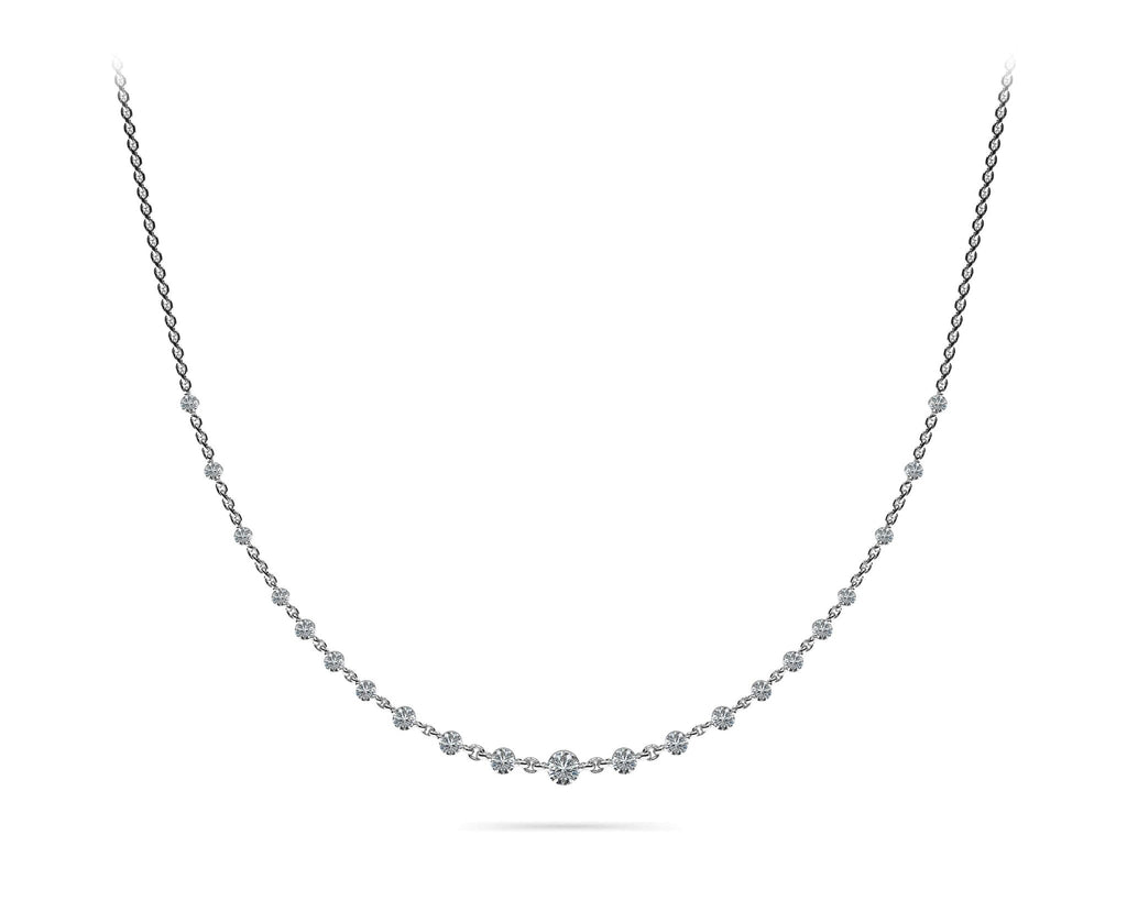 Graduated Diamond And Chain Link Diamond Necklace with 4.05 ct.(finished) 3.5mm, 4mm, 4.5mm - Luxury Time NYC