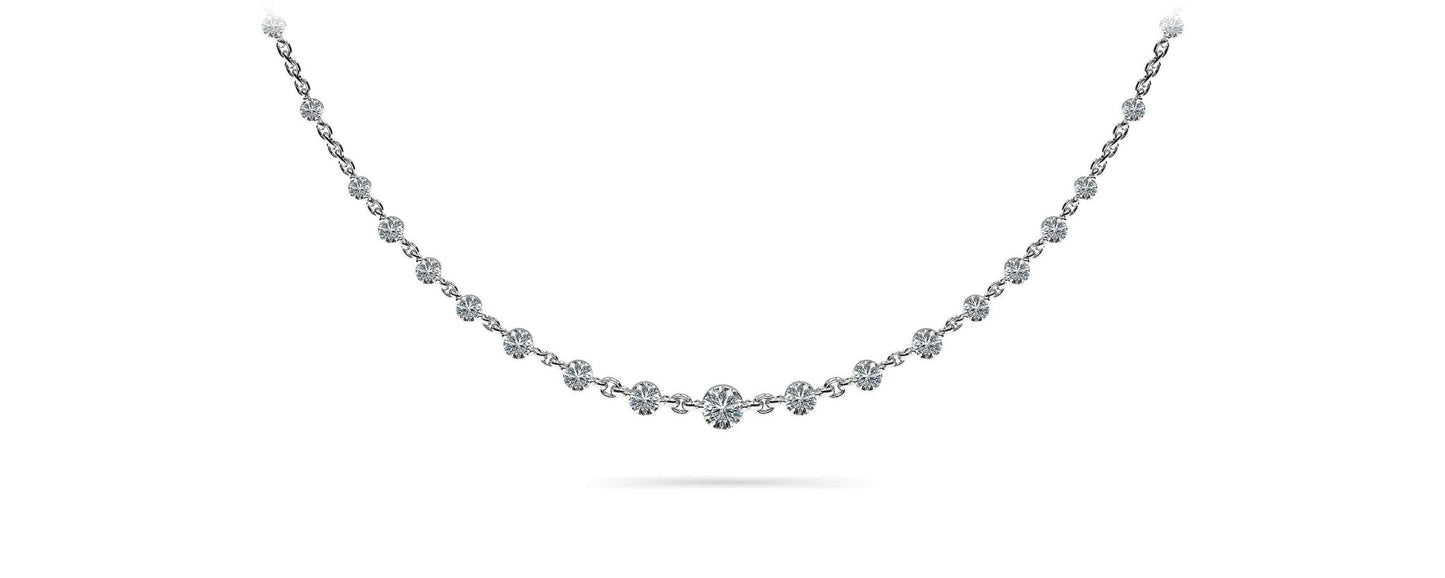 Graduated Diamond And Chain Link Diamond Necklace with 5.18 ct.(finished) - Luxury Time NYC