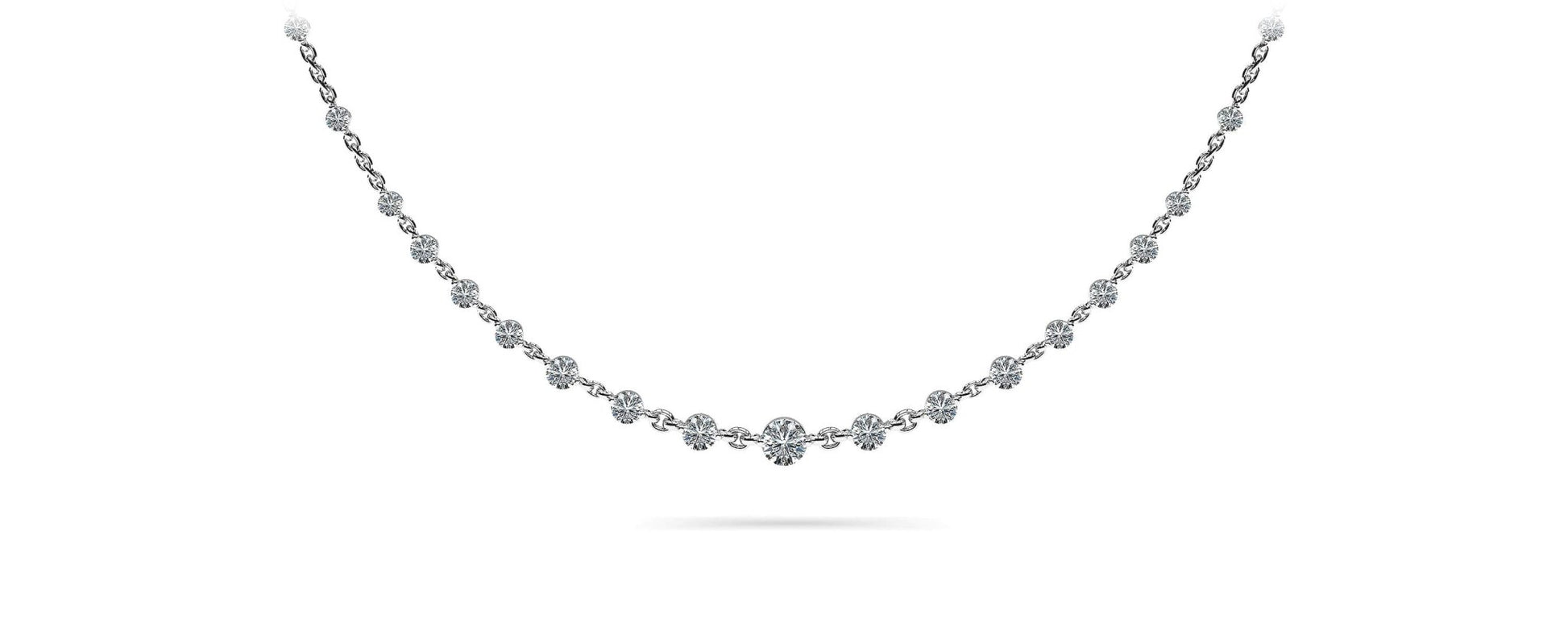 Graduated Diamond And Chain Link Diamond Necklace with 5.18 ct.(finished) - Luxury Time NYC