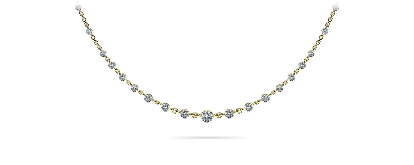 Graduated Diamond And Chain Link Diamond Necklace with 5.18 ct.(finished) - Luxury Time NYC