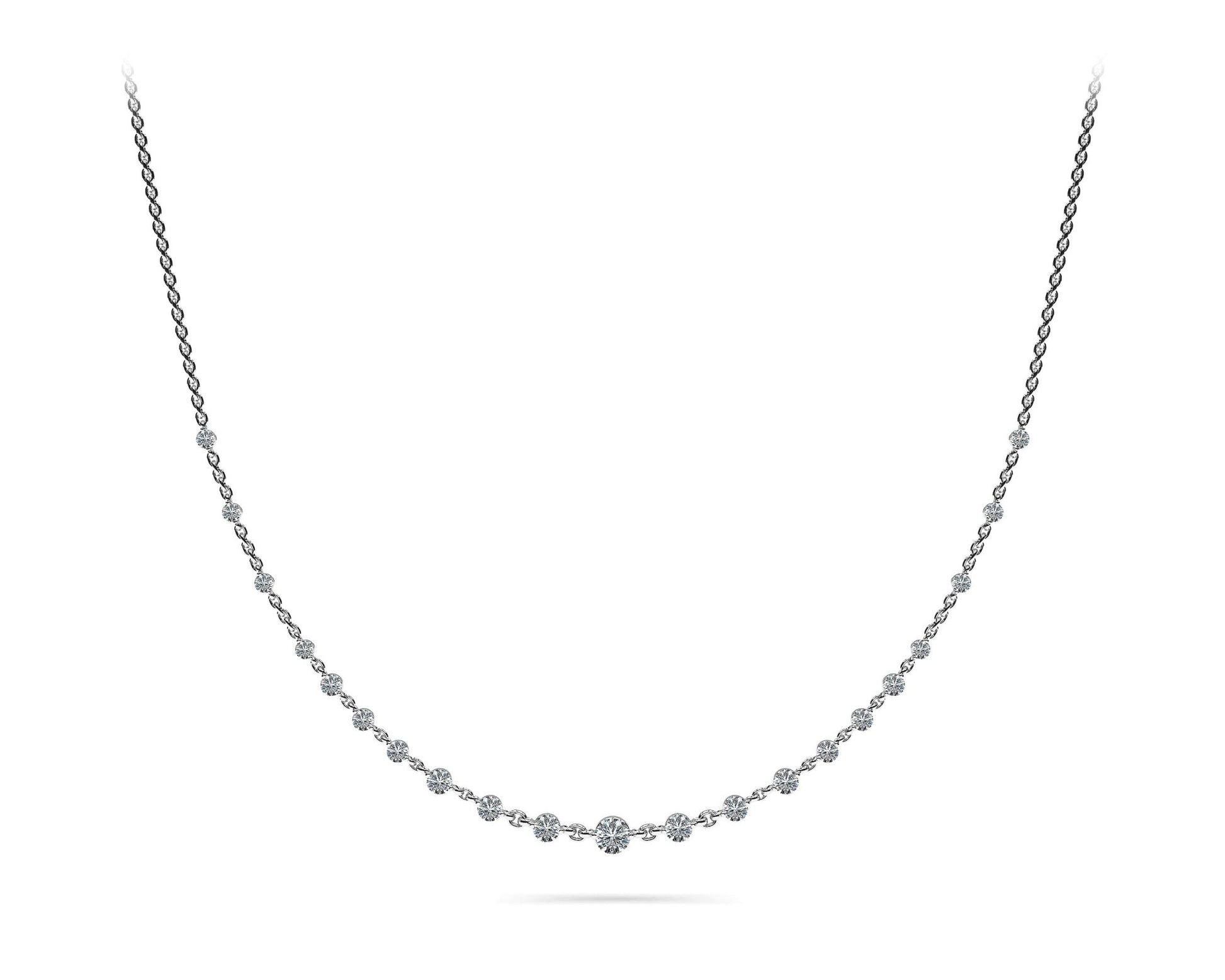 Graduated Diamond And Chain Link Diamond Necklace with 5.18 ct.(finished) - Luxury Time NYC