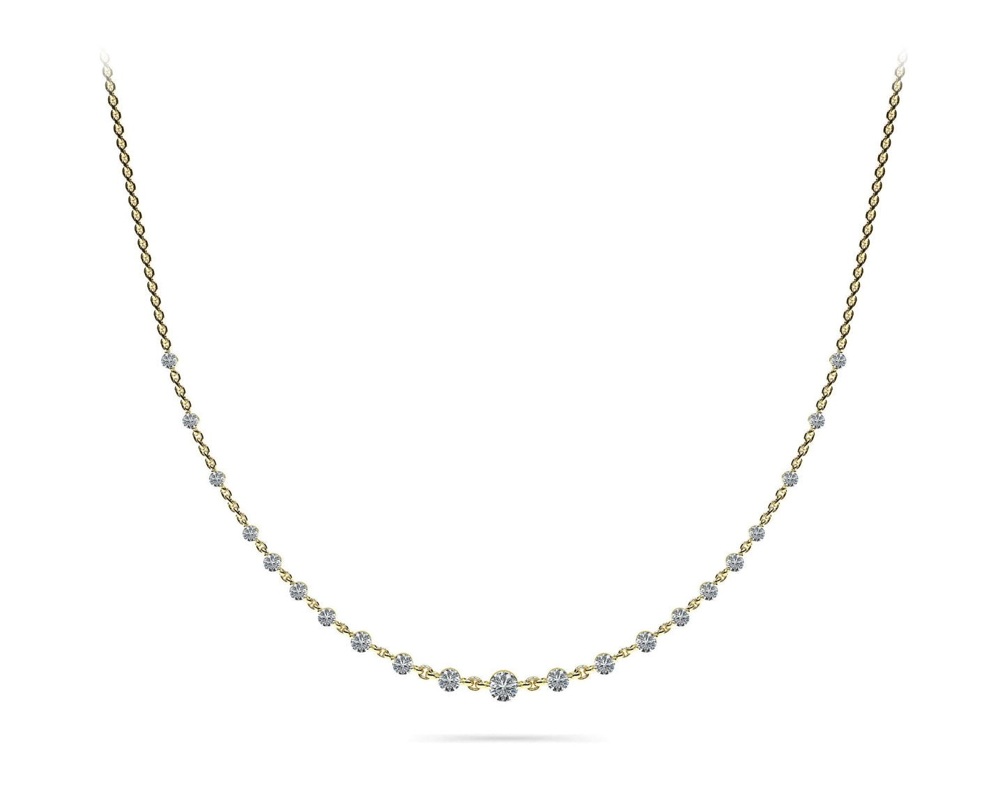 Graduated Diamond And Chain Link Diamond Necklace with 6.18 ct.(finished) - Luxury Time NYC