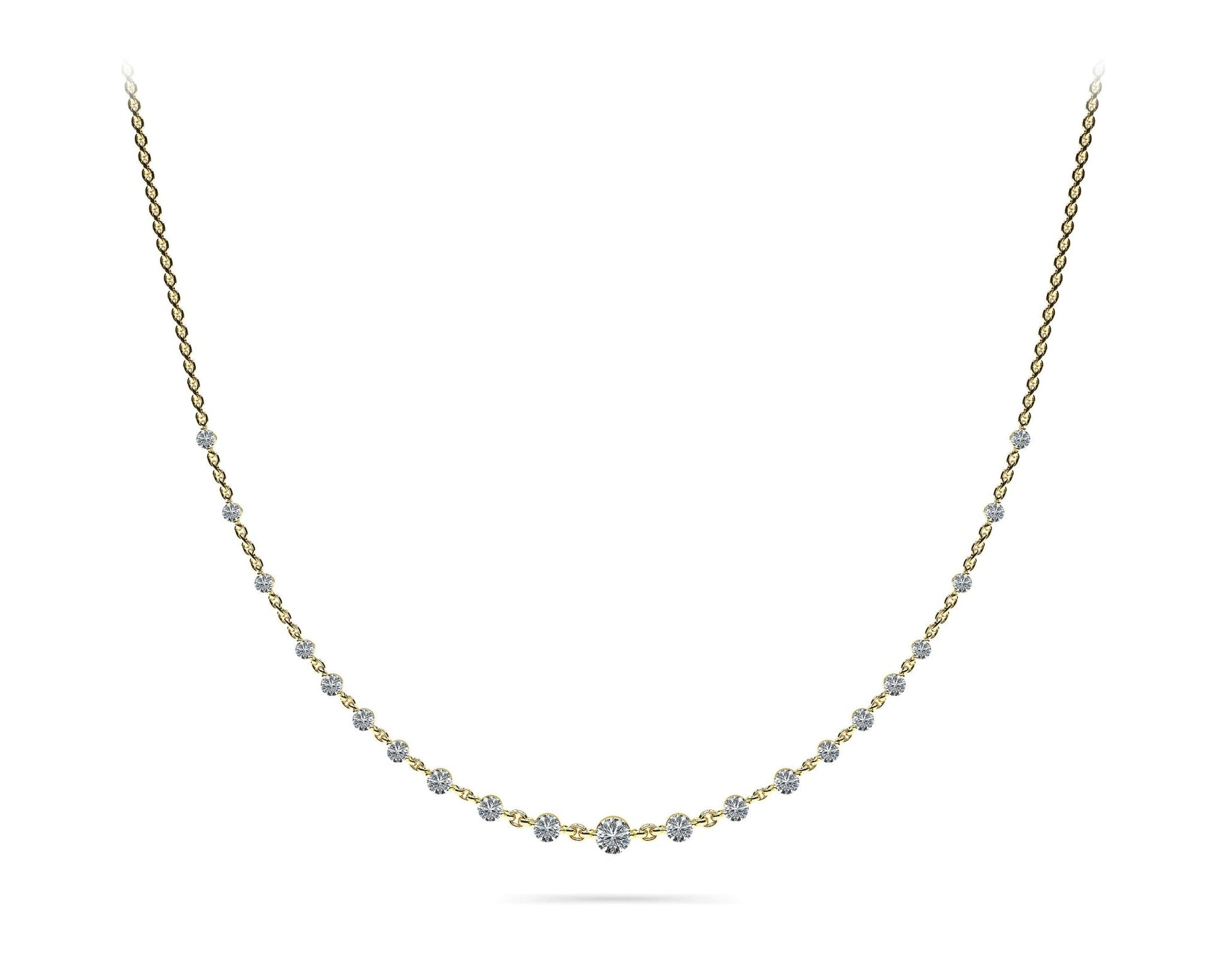 Graduated Diamond And Chain Link Diamond Necklace with 6.18 ct.(finished) - Luxury Time NYC