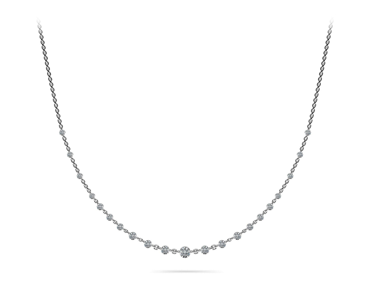 Graduated Diamond And Chain Link Lab - Grown Diamond Necklace with 4.05 ct.(finished) 3.5mm, 4mm, 4.5mm - Luxury Time NYC