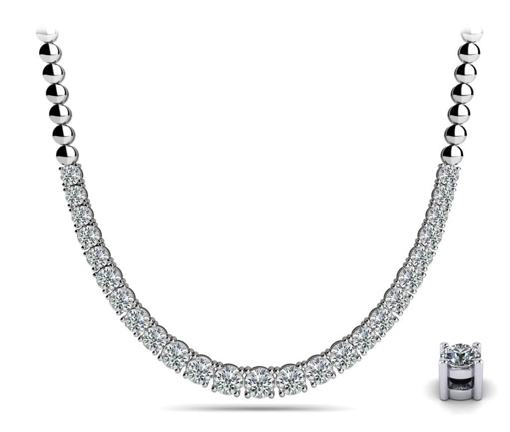 Graduated Diamond Necklace With Shiny Diamond Links with 2.99 ct.(finished) - Luxury Time NYC