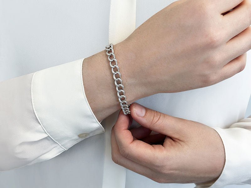 Graduated Diamond Swirl Bracelet for Men Lab - Grown Diamond with 2.88 ct.(finished) 1.1mm, 1.2mm, 1.25mm - Luxury Time NYC