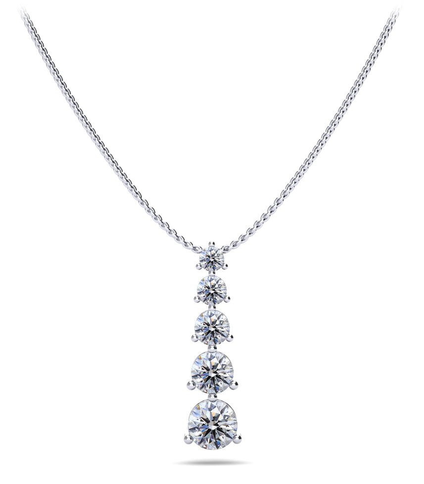 Graduated Five Stone Diamond Pendant with 0.95 ct.(finished) - Luxury Time NYC