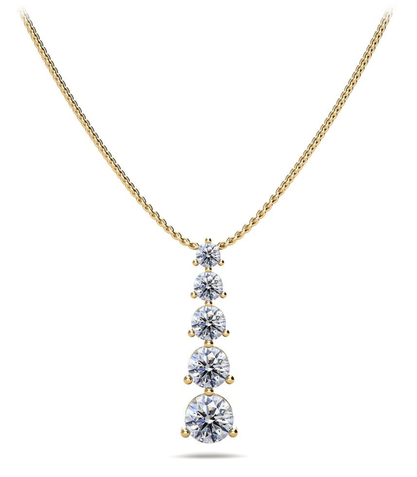 Graduated Five Stone Diamond Pendant with 0.95 ct.(finished) - Luxury Time NYC