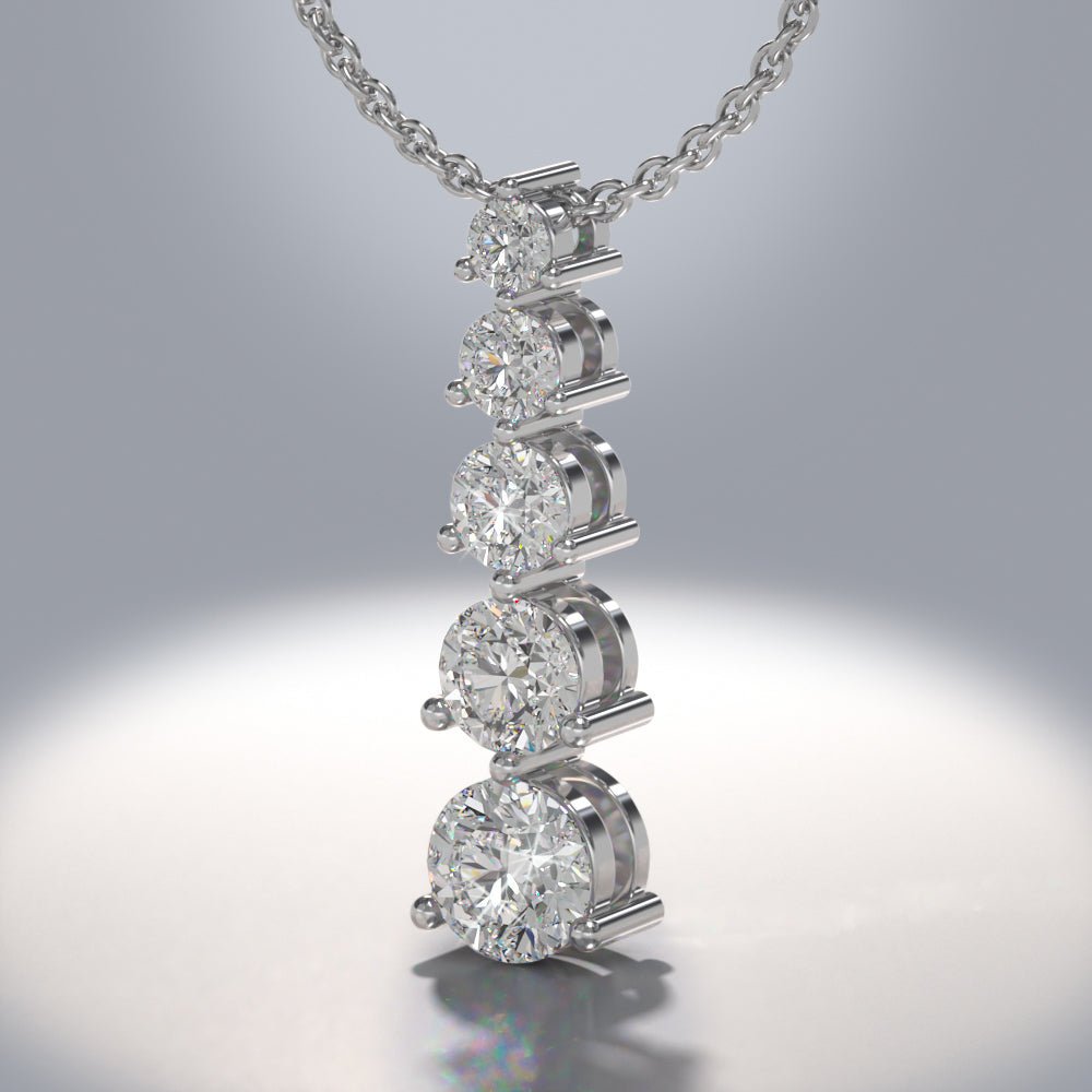 Graduated Five Stone Diamond Pendant with 2.09 ct.(finished) - Luxury Time NYC