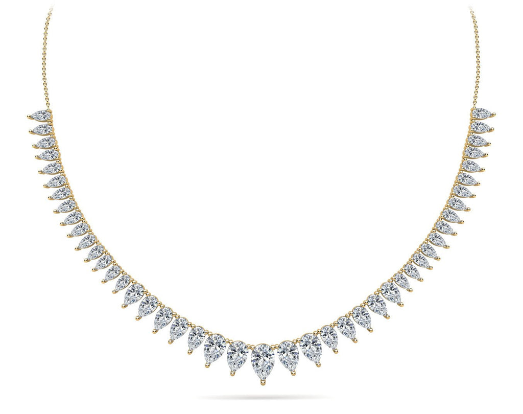 Graduated Pear Shape Diamond Necklace with 7.02 ct.(finished) 6x4mm, 5x3mm, 4x2mm - Luxury Time NYC