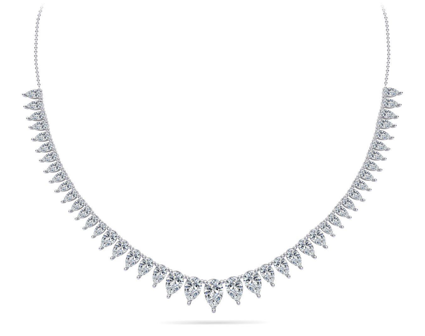 Graduated Pear Shape Diamond Necklace with 7.02 ct.(finished) 6x4mm, 5x3mm, 4x2mm - Luxury Time NYC