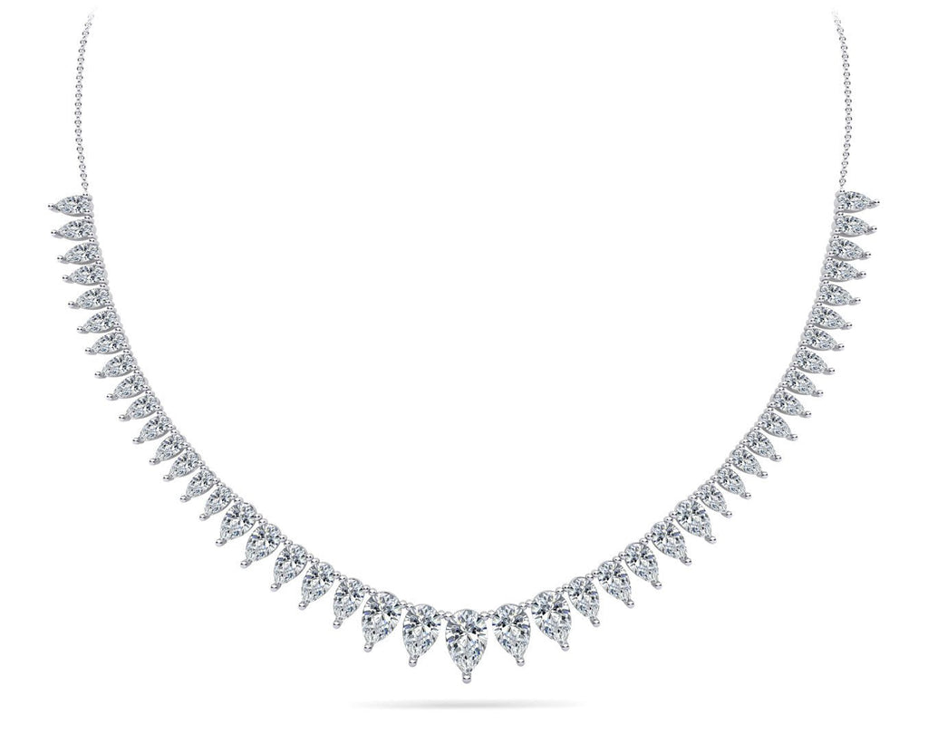 Graduated Pear Shape Diamond Necklace with 7.02 ct.(finished) 6x4mm, 5x3mm, 4x2mm - Luxury Time NYC