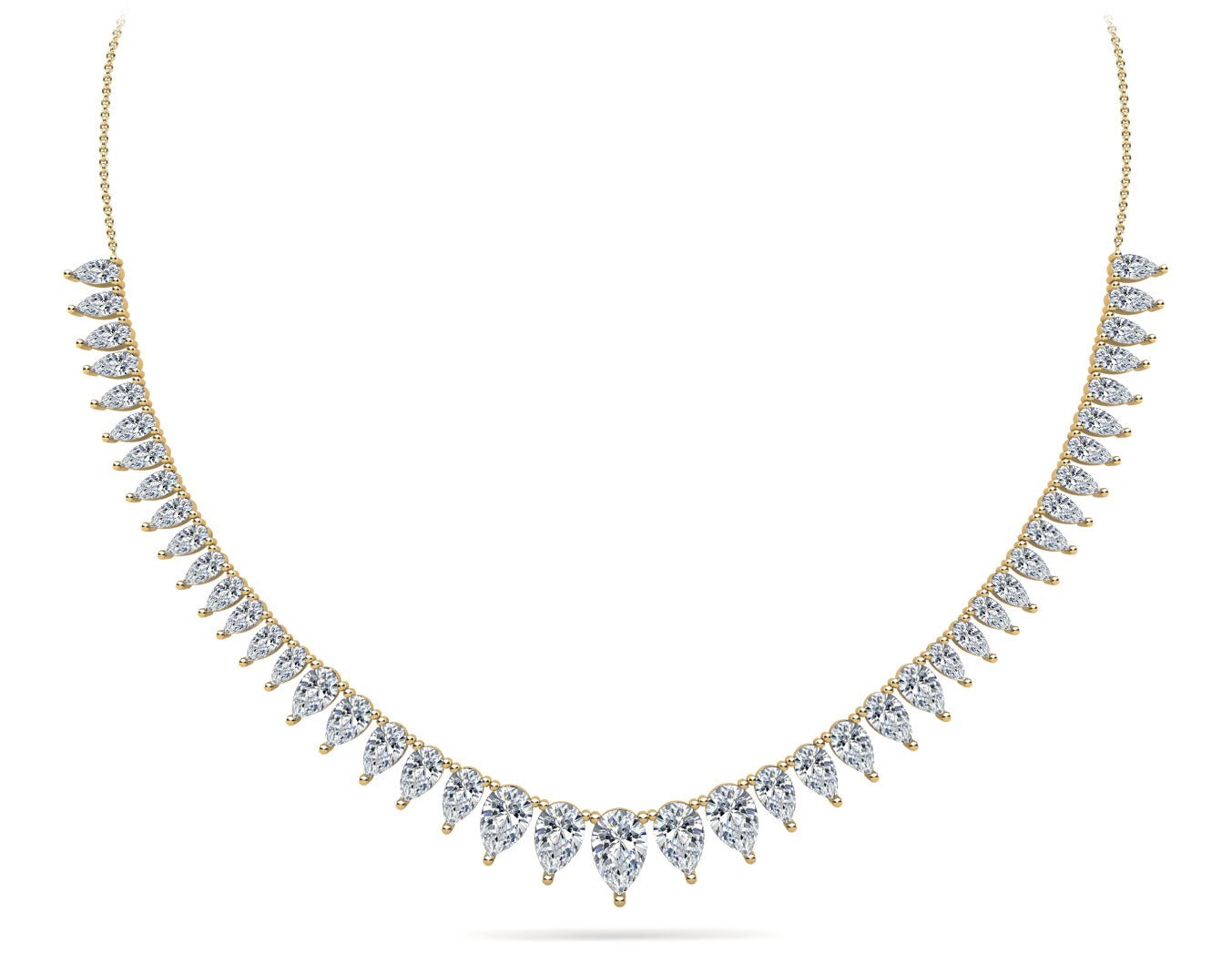 Graduated Pear Shape Lab - Grown Diamond Necklace with 7.02 ct.(finished) 6x4mm, 5x3mm, 4x2mm - Luxury Time NYC