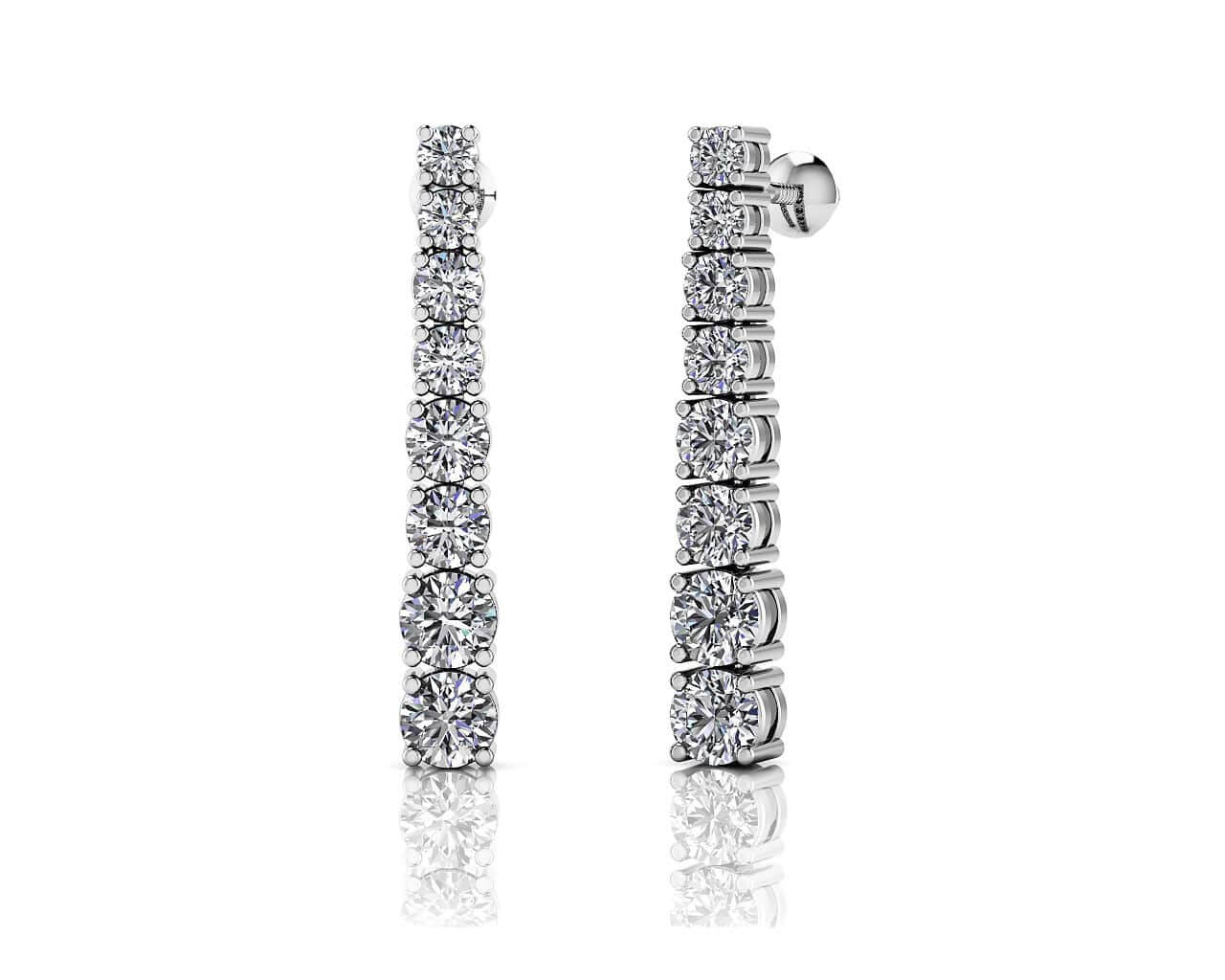 Graduated Round Diamond Dangle Drop Lab - Grown Diamond Earrings with 1.43 ct.(finished) - Luxury Time NYC