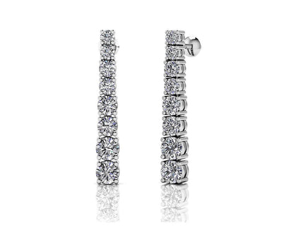 Graduated Round Diamond Dangle Drop Lab - Grown Diamond Earrings with 1.43 ct.(finished) - Luxury Time NYC