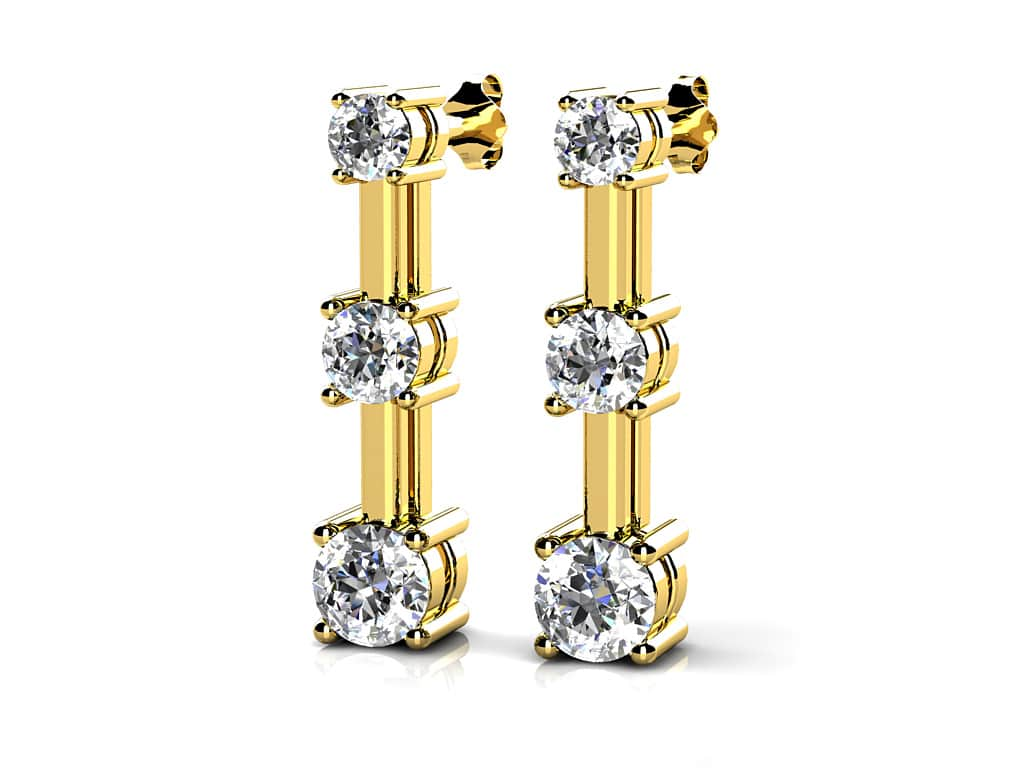 Graduated Triple Diamond Earrings In Diamond with 0.52 ct.(finished) 2.2mm, 2.8mm, 3.4mm - Luxury Time NYC