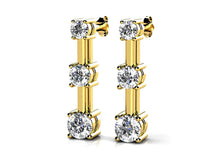 Load image into Gallery viewer, Graduated Triple Diamond Earrings In Diamond with 0.52 ct.(finished) 2.2mm, 2.8mm, 3.4mm - Luxury Time NYC