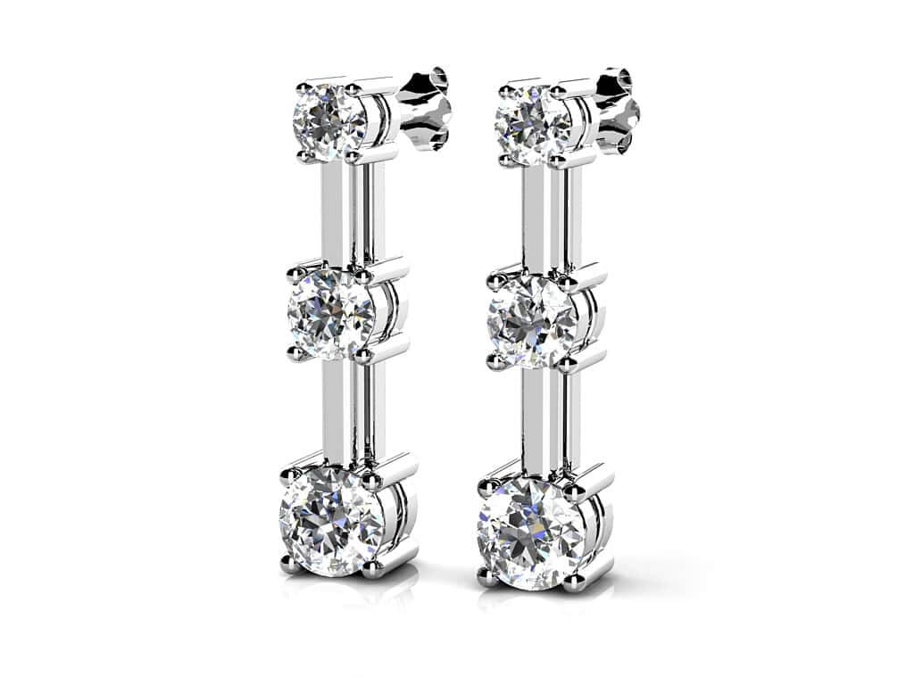 Graduated Triple Diamond Earrings In Diamond with 0.52 ct.(finished) 2.2mm, 2.8mm, 3.4mm - Luxury Time NYC