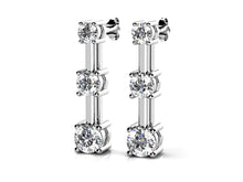 Load image into Gallery viewer, Graduated Triple Diamond Earrings In Diamond with 0.52 ct.(finished) 2.2mm, 2.8mm, 3.4mm - Luxury Time NYC