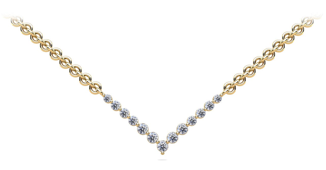 Graduated V Neck Diamond Lab - Grown Diamond Necklace with 2.42 ct.(finished) 3mm, 3.5mm, 4mm - Luxury Time NYC
