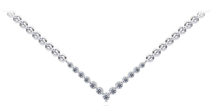 Graduated V Neck Diamond Necklace with 2.42 ct.(finished) 3mm, 3.5mm, 4mm - Luxury Time NYC