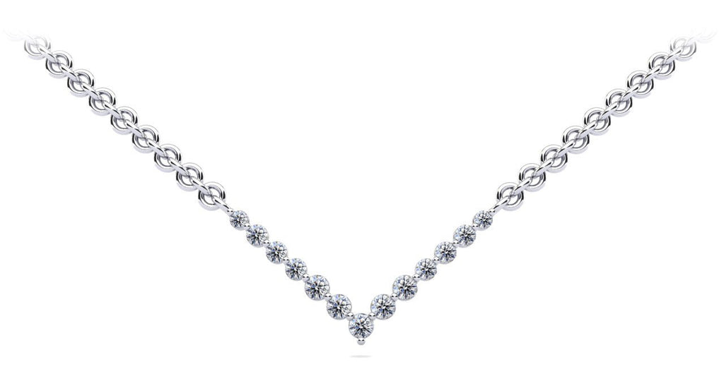 Graduated V Neck Diamond Necklace with 2.42 ct.(finished) 3mm, 3.5mm, 4mm - Luxury Time NYC