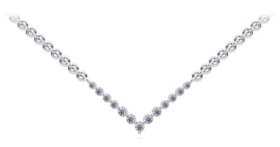 Graduated V Neck Diamond Necklace with 2.42 ct.(finished) 3mm, 3.5mm, 4mm - Luxury Time NYC