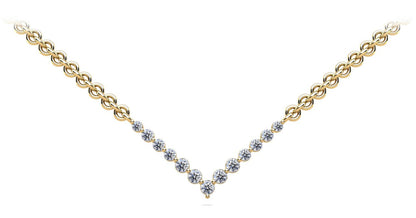 Graduated V Neck Diamond Necklace with 2.42 ct.(finished) 3mm, 3.5mm, 4mm - Luxury Time NYC