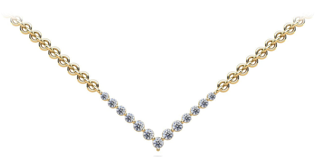 Graduated V Neck Diamond Necklace with 2.42 ct.(finished) 3mm, 3.5mm, 4mm - Luxury Time NYC