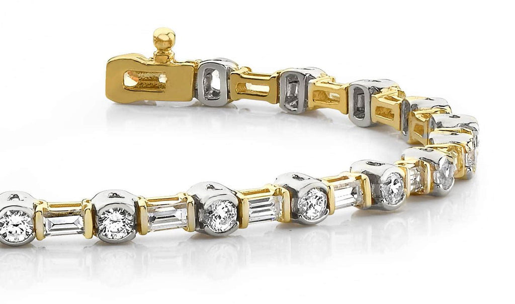 Half Bezel And Channel Set Diamond Bracelet with 4.14 ct.(finished) 3.5x2mm, 2.75mm - Luxury Time NYC