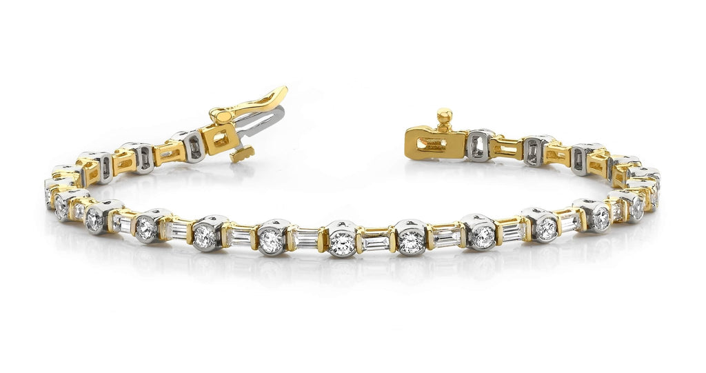 Half Bezel And Channel Set Diamond Bracelet with 5.04 ct.(finished) 4x2mm, 3mm - Luxury Time NYC