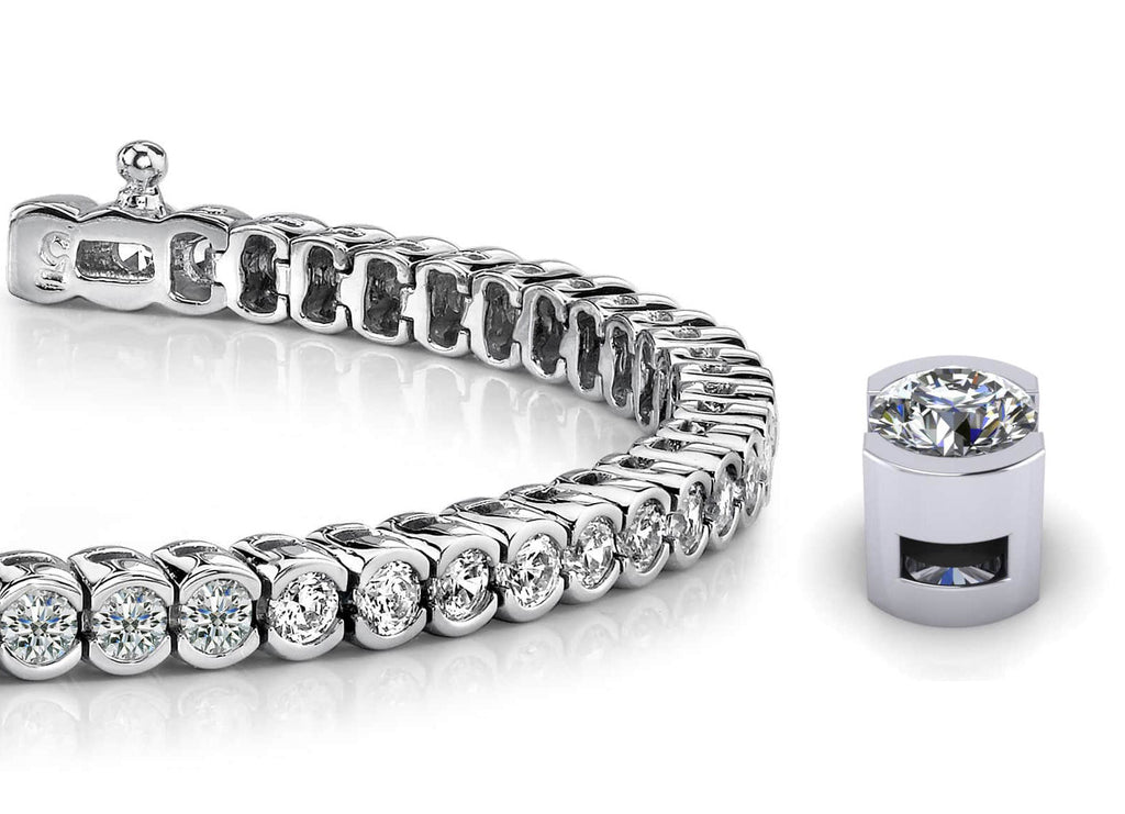 Half Bezel Confidence Diamond Tennis Bracelet with 3.01 ct.(finished) 2.4mm - Luxury Time NYC