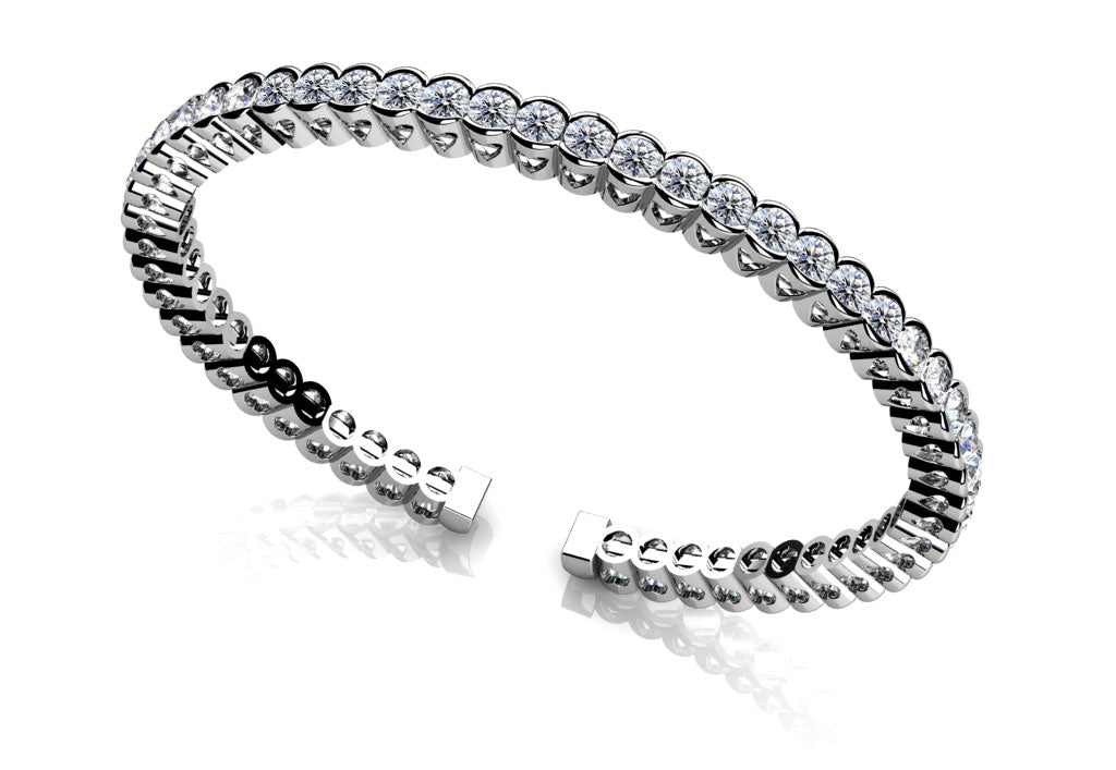 Half Bezel Set Flexible Diamond Bangle with 5.00 ct.(finished) 3mm - Luxury Time NYC