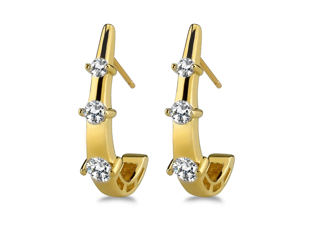 Half Scoop Diamond Earrings with 0.32 ct.(finished) 1.4mm, 2.25mm, 2.75mm - Luxury Time NYC