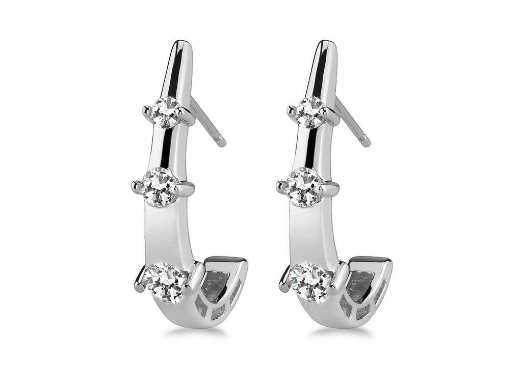 Half Scoop Diamond Earrings with 0.32 ct.(finished) 1.4mm, 2.25mm, 2.75mm - Luxury Time NYC