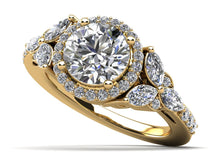 Load image into Gallery viewer, Halo Flower Engagement Ring with Round and Marquise Diamonds Diamond with 0.90 ct. (0.50 ct. center diamond) - Luxury Time NYC