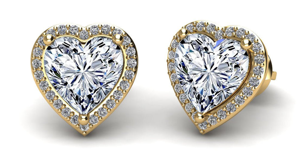 Halo Heart Diamond Stud Earrings with 1.18 ct. (2X0.50 ct. center diamonds) - Luxury Time NYC