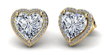 Load image into Gallery viewer, Halo Heart Diamond Stud Earrings with 1.18 ct. (2X0.50 ct. center diamonds) - Luxury Time NYC