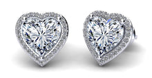 Load image into Gallery viewer, Halo Heart Diamond Stud Earrings with 3.26 ct. (2X1.50 ct. center diamonds) - Luxury Time NYC