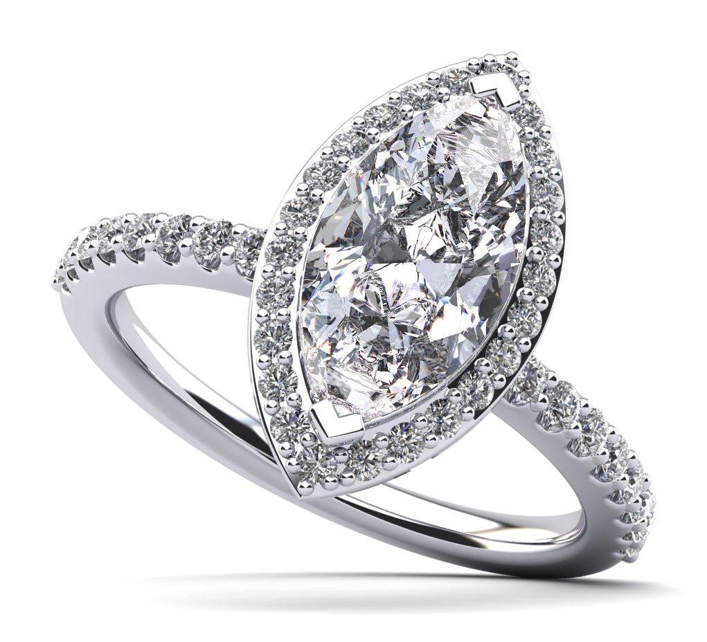 Halo Marquise Diamond Engagement Ring with 0.91 ct. (0.50 ct. center diamond) - Luxury Time NYC