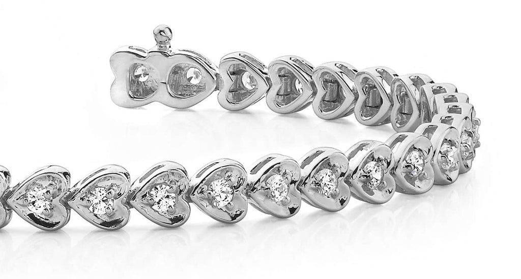 Heart Link Diamond Bracelet with 0.98 ct.(finished) 1.5mm - Luxury Time NYC