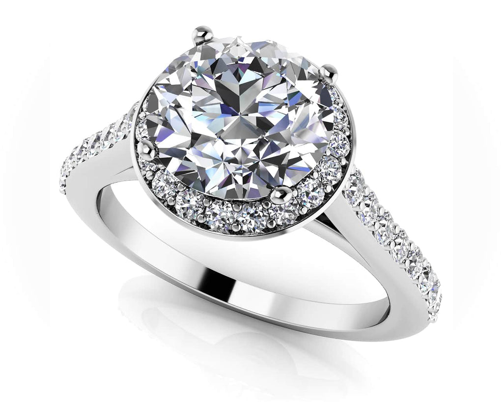 Heavenly Halo Diamond Engagement Ring with 0.91 ct. (0.50 ct. center diamond) - Luxury Time NYC