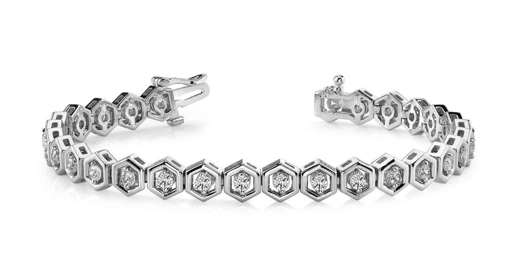 Hexagon Link Diamond Bracelet with 1.50 ct.(finished) 2.2mm - Luxury Time NYC