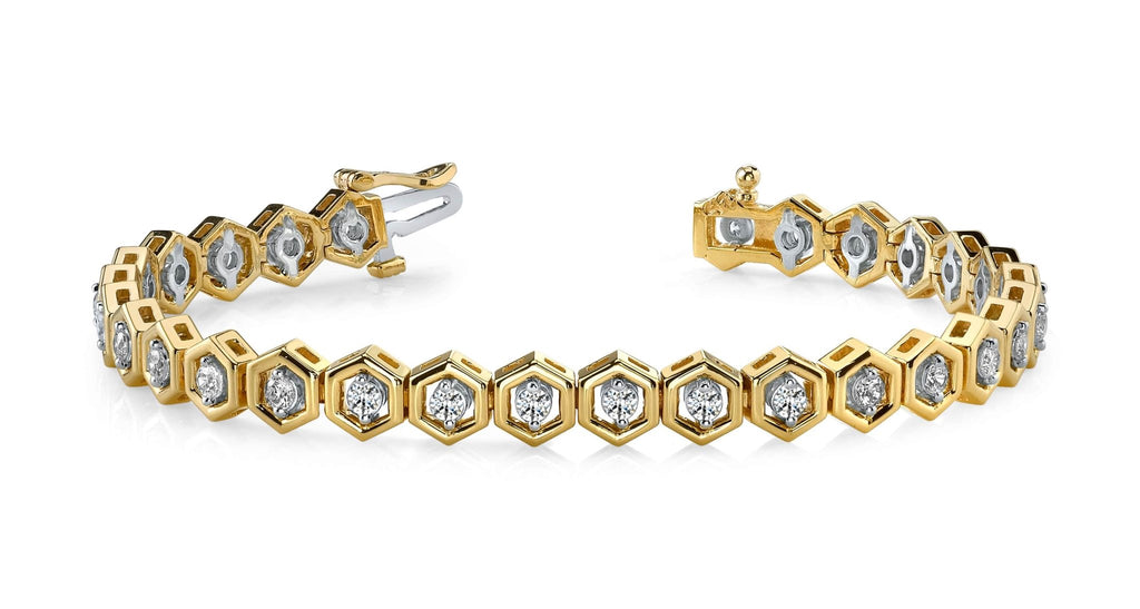 Hexagon Link Diamond Bracelet with 1.50 ct.(finished) 2.2mm - Luxury Time NYC