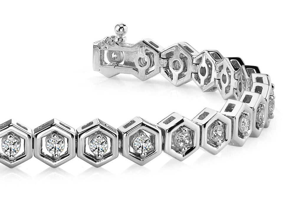 Hexagon Link Diamond Bracelet with 1.50 ct.(finished) 2.2mm - Luxury Time NYC