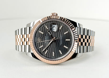 Rolex Datejust 41 Rose Gold/Steel Slate Motif Dial Fluted Bezel Jubilee Bracelet 126331