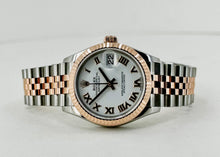 Load image into Gallery viewer, Rolex Lady-Datejust 31 Rose Gold/Steel White Roman Dial &amp; Fluted Bezel Jubilee Bracelet 278271