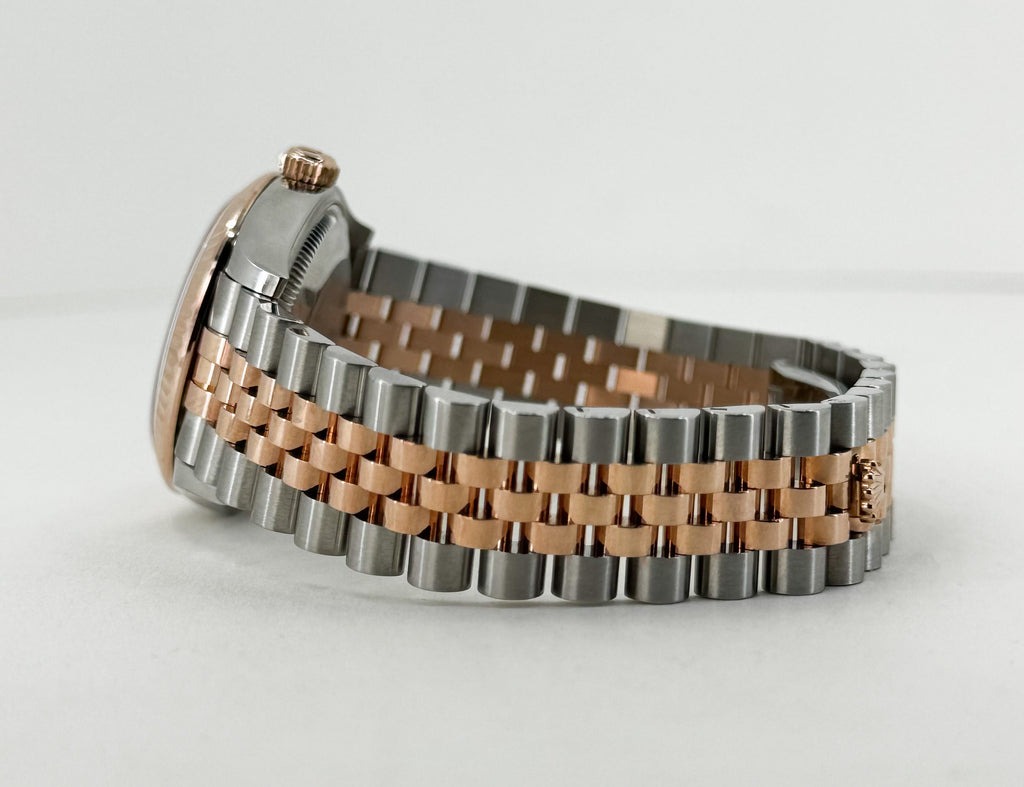 Rolex Lady-Datejust 31 Rose Gold/Steel White Roman Dial & Fluted Bezel Jubilee Bracelet 278271